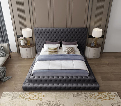 Meridian Furniture - Revel Grey Velvet King Bed - RevelGrey-K veiw 7