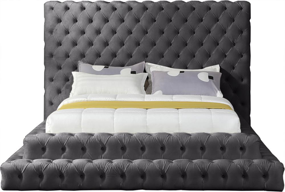 Meridian Furniture - Revel Grey Velvet Queen Bed - RevelGrey-Q veiw 3
