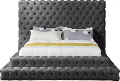 Meridian Furniture - Revel Grey Velvet Queen Bed - RevelGrey-Q veiw 3