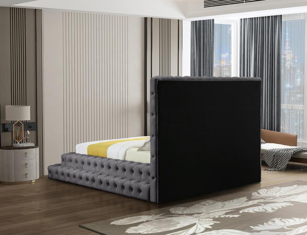 Meridian Furniture - Revel Grey Velvet Queen Bed - RevelGrey-Q veiw 6