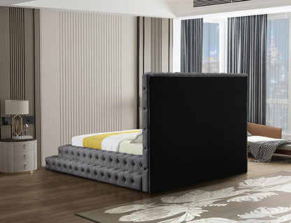 Meridian Furniture - Revel Grey Velvet Queen Bed - RevelGrey-Q veiw 6