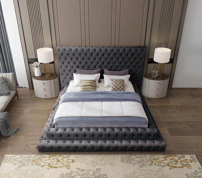 Meridian Furniture - Revel Grey Velvet Queen Bed - RevelGrey-Q veiw 7