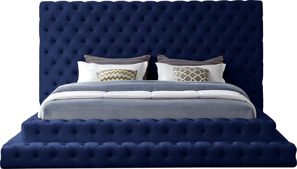 Meridian Furniture - Revel Navy Velvet King Bed - RevelNavy-K veiw 3