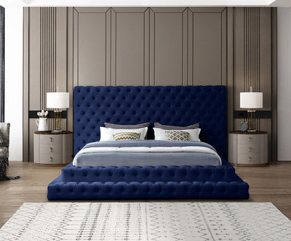 Meridian Furniture - Revel Navy Velvet King Bed - RevelNavy-K veiw 4