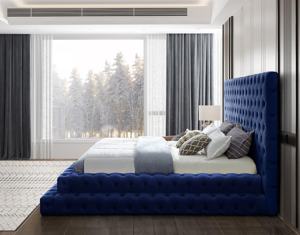 Meridian Furniture - Revel Navy Velvet King Bed - RevelNavy-K veiw 5