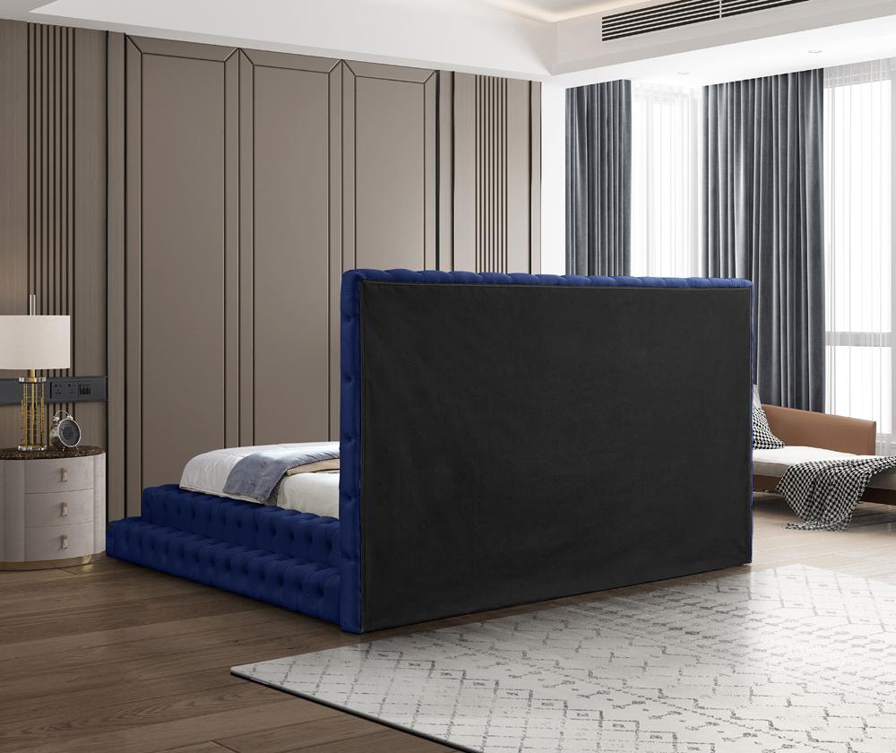 Meridian Furniture - Revel Navy Velvet King Bed - RevelNavy-K veiw 6
