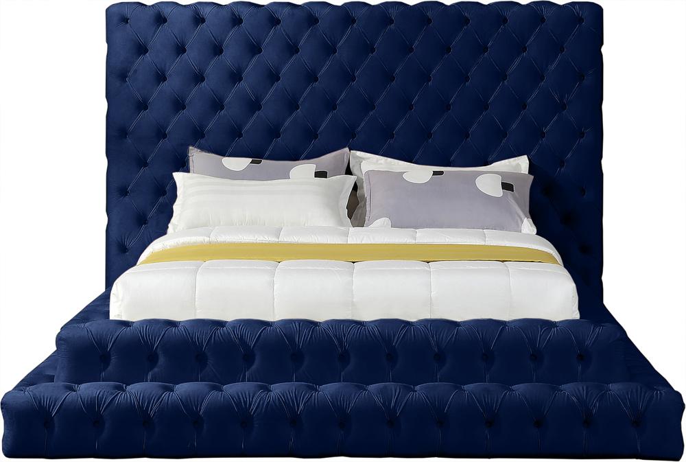 Meridian Furniture - Revel Navy Velvet Queen Bed - RevelNavy-Q veiw 3