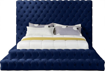 Meridian Furniture - Revel Navy Velvet Queen Bed - RevelNavy-Q veiw 3