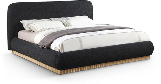 Meridian Furniture - Rigby Black Boucle Fabric Queen Bed - B1275Black-Q veiw 1