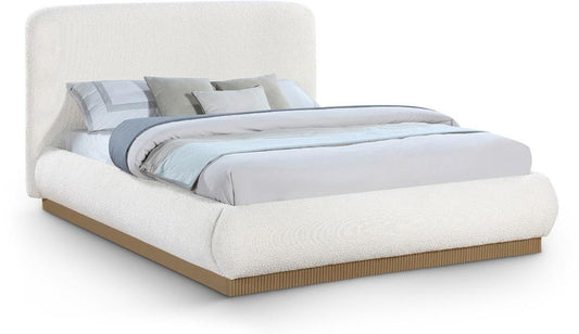 Meridian Furniture - Rigby Cream Boucle Fabric King Bed - B1275Cream-K veiw 1