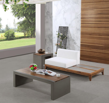 Meridian Furniture - Rio Off White Water Resistant Fabric Outdoor Patio Modular Chair w/ Integrated Table - 389White-Double veiw 2
