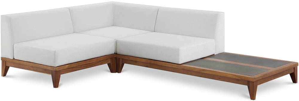 Meridian Furniture - Rio Off White Water Resistant Fabric Outdoor Patio Modular Sectional - 3Pc - 389White-Sec3A veiw 1