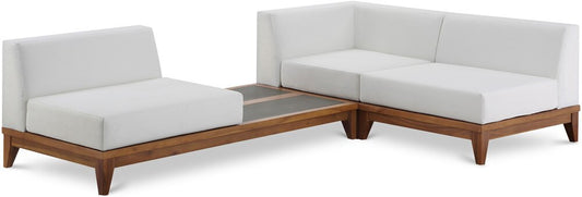 Meridian Furniture - Rio Off White Water Resistant Fabric Outdoor Patio Modular Sectional - 3Pc - 389White-Sec3B veiw 1