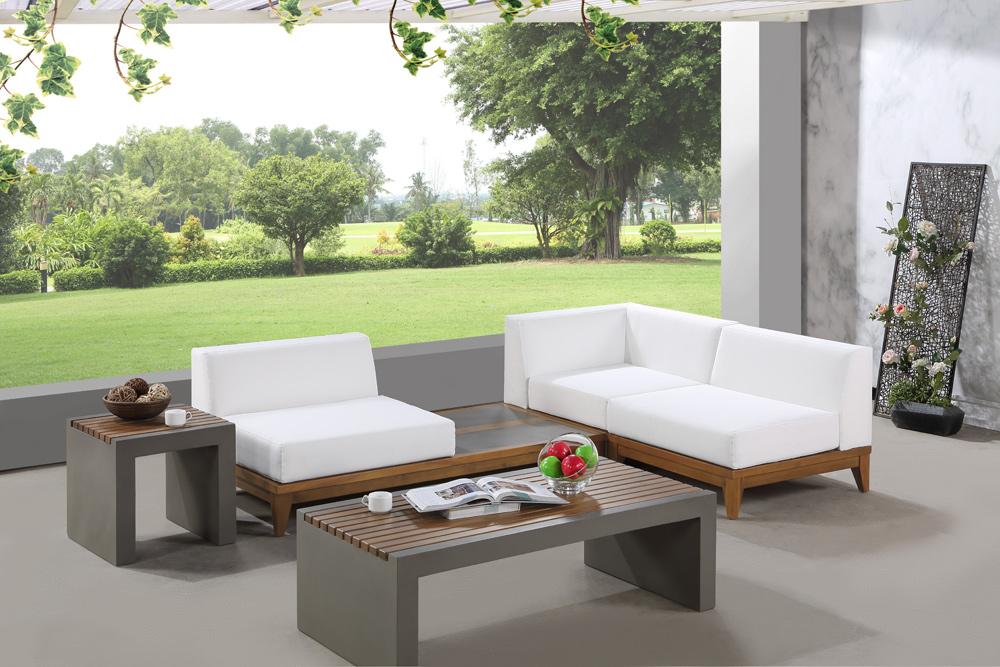 Meridian Furniture - Rio Off White Water Resistant Fabric Outdoor Patio Modular Sectional - 3Pc - 389White-Sec3B veiw 2