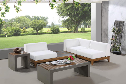 Meridian Furniture - Rio Off White Water Resistant Fabric Outdoor Patio Modular Sectional - 3Pc - 389White-Sec3B veiw 2