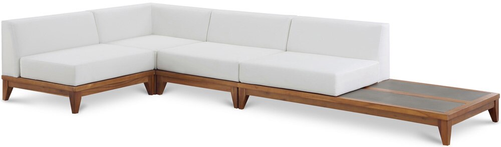 Meridian Furniture - Rio Off White Water Resistant Fabric Outdoor Patio Modular Sectional - 4Pc - 389White-Sec4A veiw 1