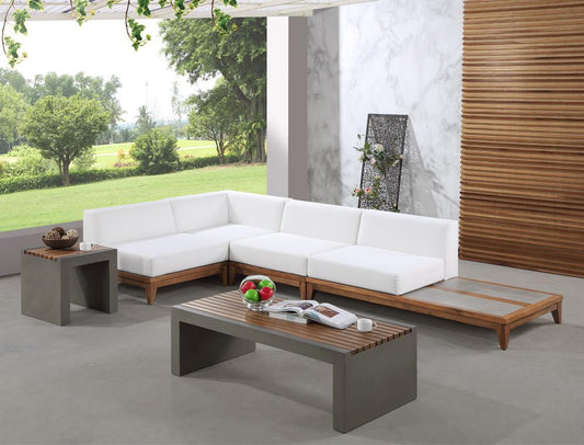 Meridian Furniture - Rio Off White Water Resistant Fabric Outdoor Patio Modular Sectional - 4Pc - 389White-Sec4A veiw 2