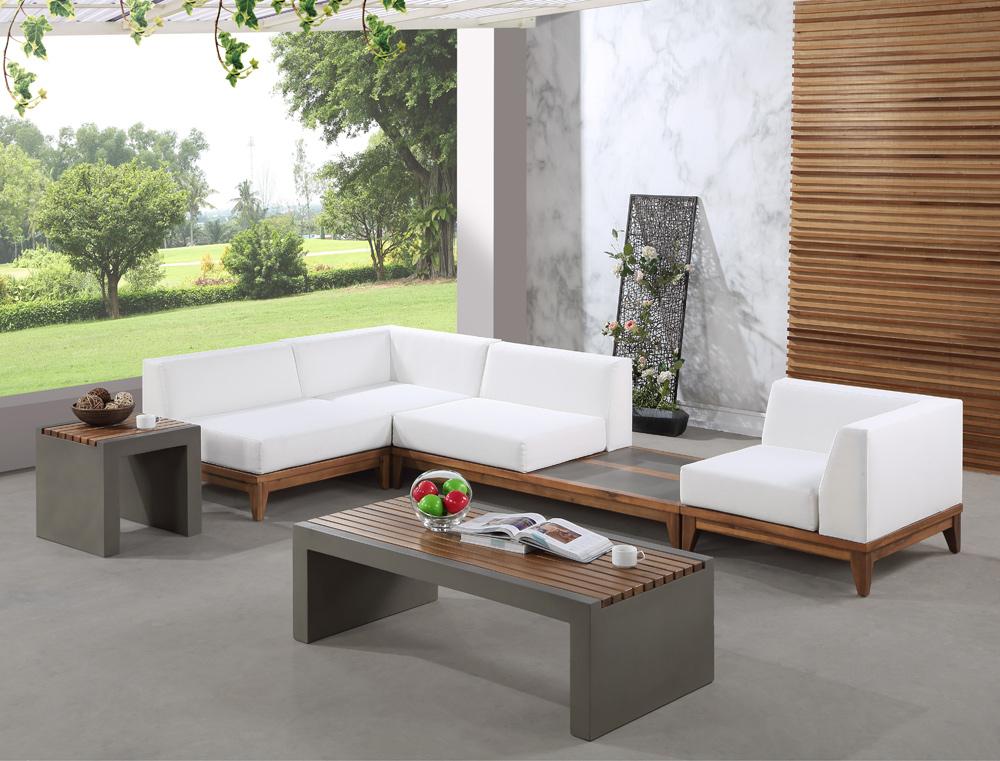 Meridian Furniture - Rio Off White Water Resistant Fabric Outdoor Patio Modular Sectional - 4Pc - 389White-Sec4C veiw 2