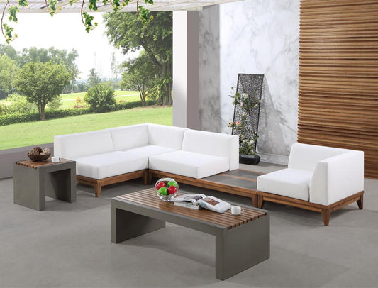 Meridian Furniture - Rio Off White Water Resistant Fabric Outdoor Patio Modular Sectional - 4Pc - 389White-Sec4C veiw 2