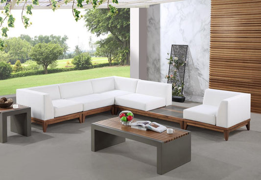 Meridian Furniture - Rio Off White Water Resistant Fabric Outdoor Patio Modular Sectional - 5Pc - 389White-Sec5A veiw 2