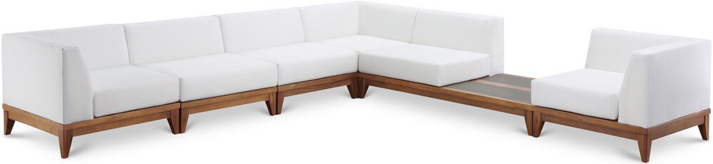 Meridian Furniture - Rio Off White Water Resistant Fabric Outdoor Patio Modular Sectional - 6Pc - 389White-Sec6B veiw 1