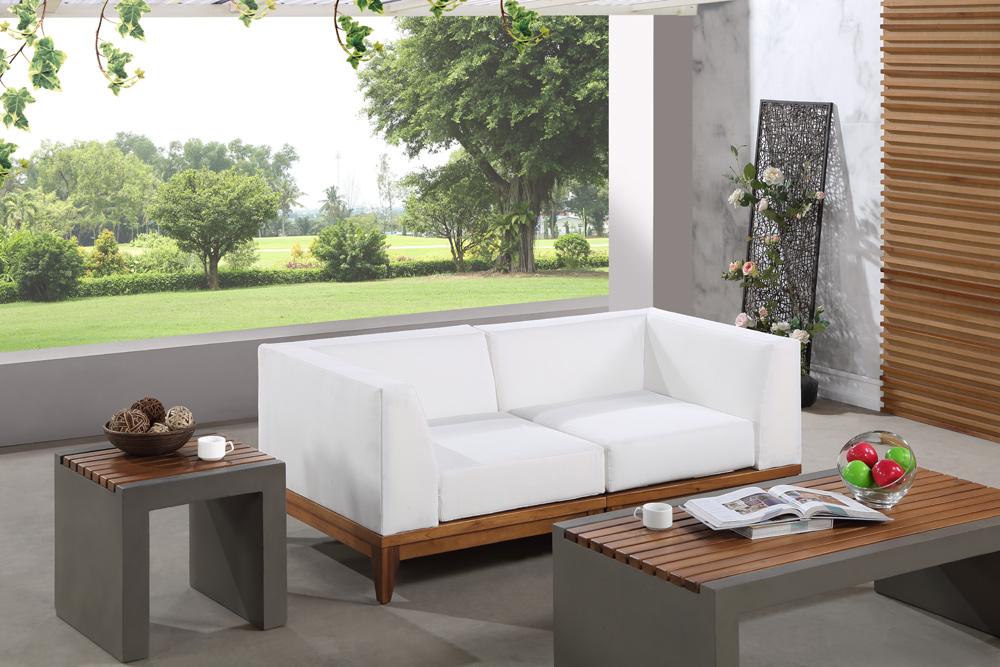 Meridian Furniture - Rio Off White Water Resistant Fabric Outdoor Patio Modular Sofa - 2Pc - 389White-S62 veiw 2