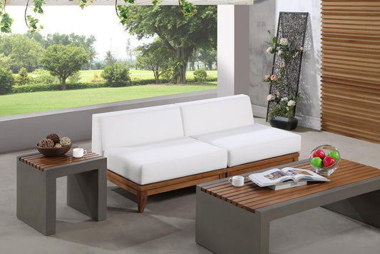 Meridian Furniture - Rio Off White Water Resistant Fabric Outdoor Patio Modular Sofa - 2Pc - 389White-S70 veiw 2