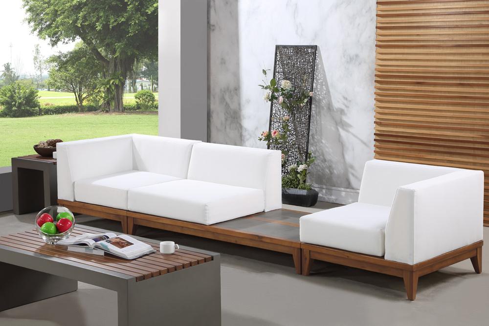Meridian Furniture - Rio Off White Water Resistant Fabric Outdoor Patio Modular Sofa - 3Pc - 389White-S125 veiw 2