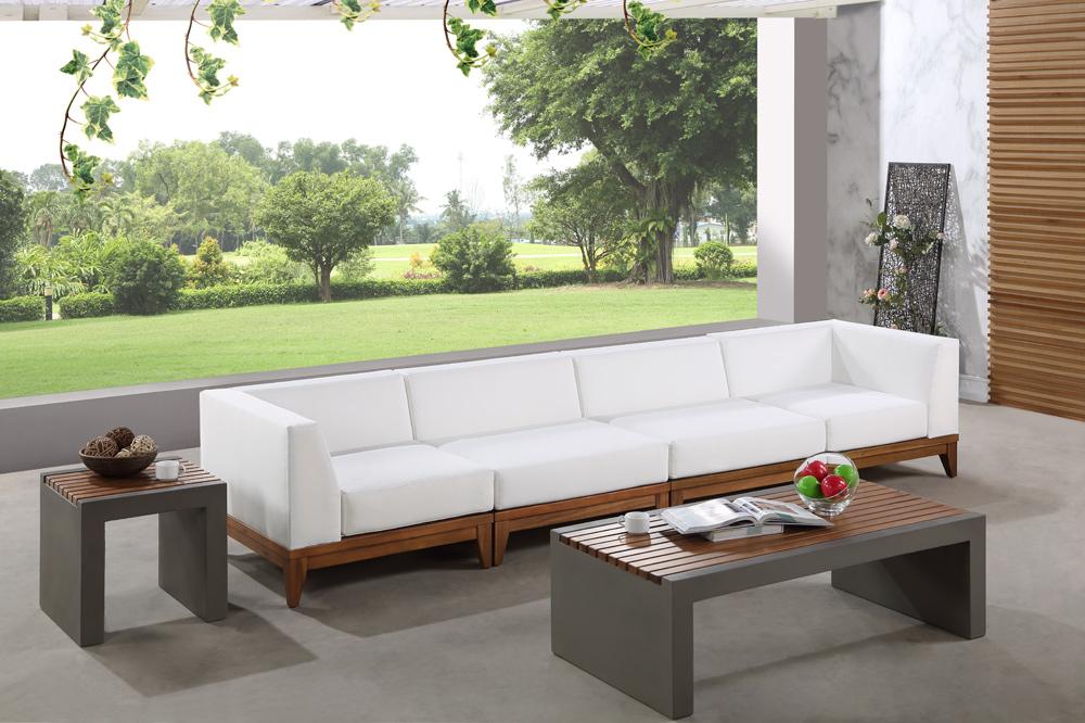 Meridian Furniture - Rio Off White Water Resistant Fabric Outdoor Patio Modular Sofa - 4Pc - 389White-S131 veiw 2
