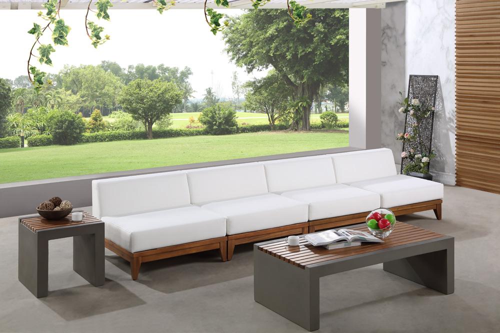 Meridian Furniture - Rio Off White Water Resistant Fabric Outdoor Patio Modular Sofa - 4Pc - 389White-S138 veiw 2