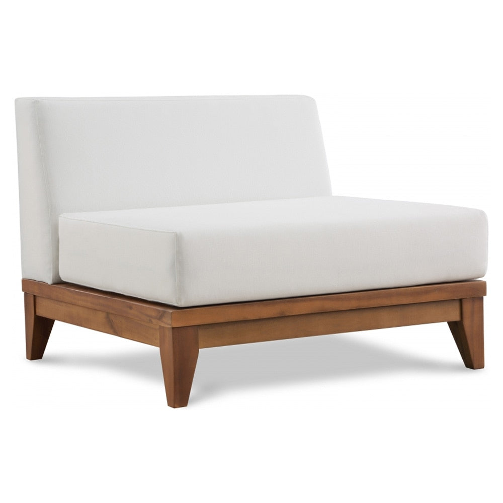 Meridian Furniture - Rio Off White Water Resistant Fabric Outdoor Patio Modular Armless Chair - 389White-Armless veiw 1