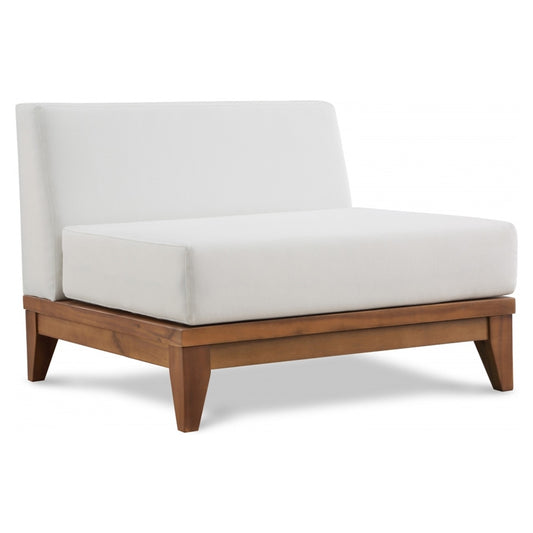 Meridian Furniture - Rio Off White Water Resistant Fabric Outdoor Patio Modular Armless Chair - 389White-Armless veiw 1