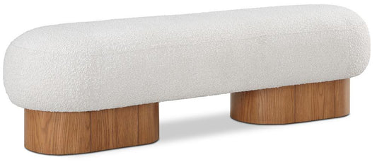 Meridian Furniture - Robertson Cream Boucle Fabric Bench - 22003Cream veiw 1