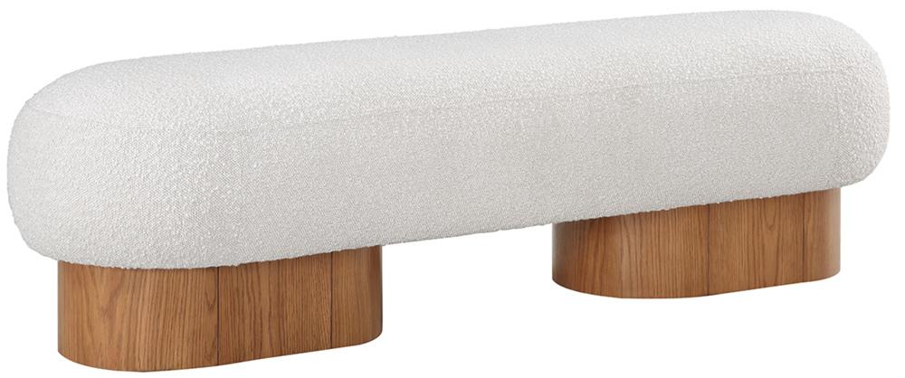 Meridian Furniture - Robertson Cream Boucle Fabric Bench - 22003Cream veiw 3