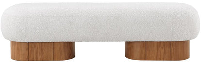Meridian Furniture - Robertson Cream Boucle Fabric Bench - 22003Cream veiw 4
