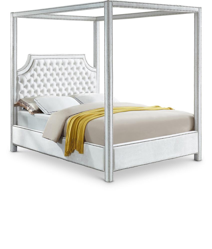 Meridian Furniture - Rowan White Velvet King Bed - RowanWhite-K veiw 1