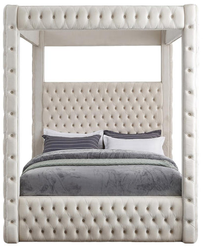 Meridian Furniture - Royal Beige Velvet King Bed - RoyalCream-K veiw 3