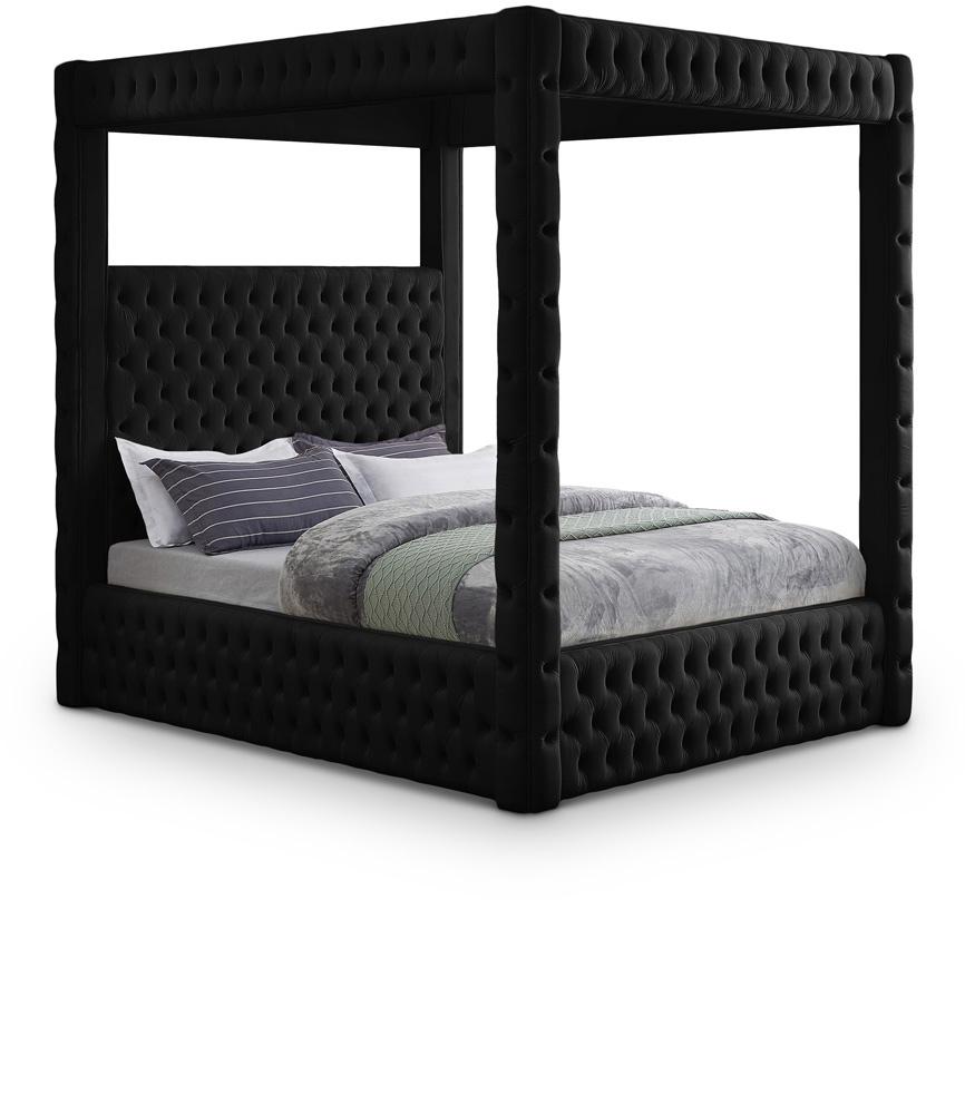 Meridian Furniture - Royal Black Velvet King Bed - RoyalBlack-K veiw 1
