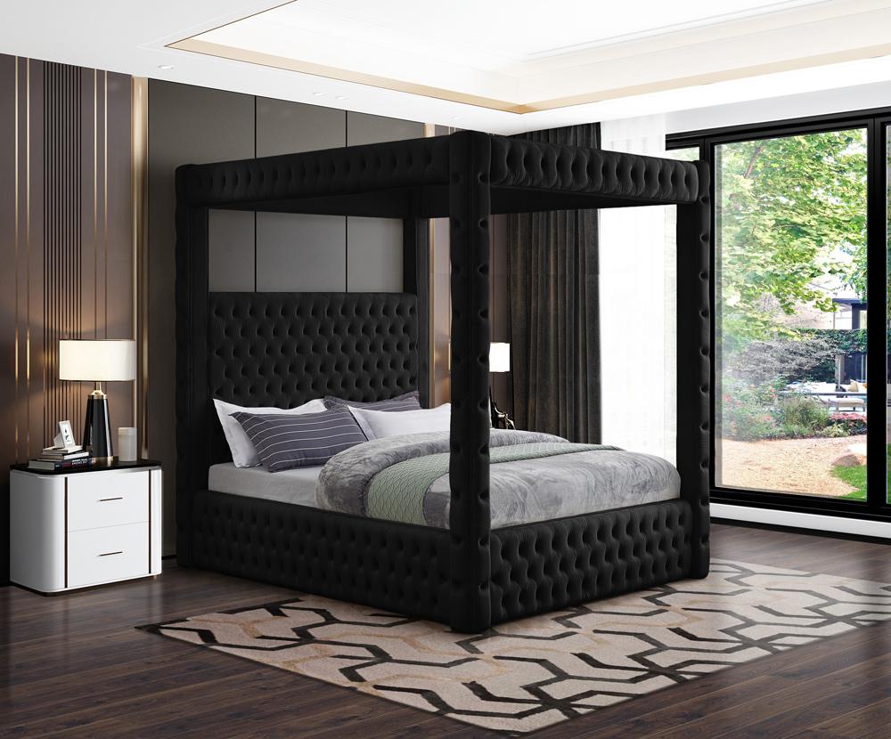 Meridian Furniture - Royal Black Velvet King Bed - RoyalBlack-K veiw 2