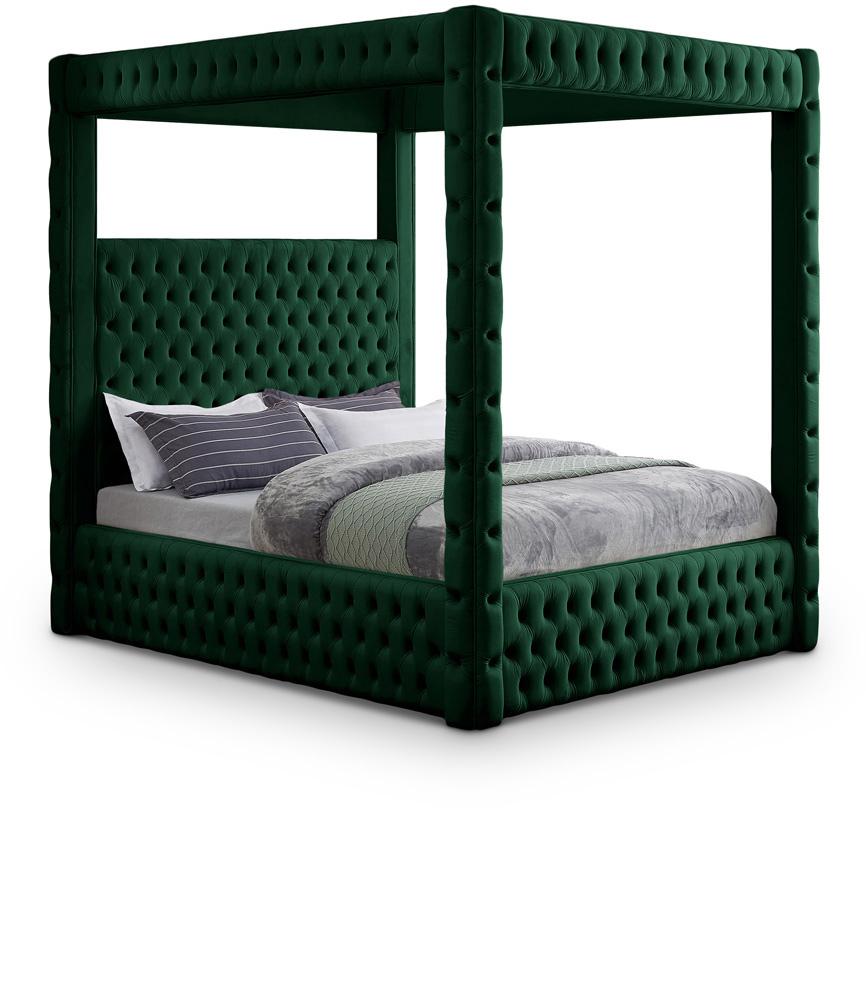 Meridian Furniture - Royal Green Velvet Queen Bed - RoyalGreen-Q veiw 1