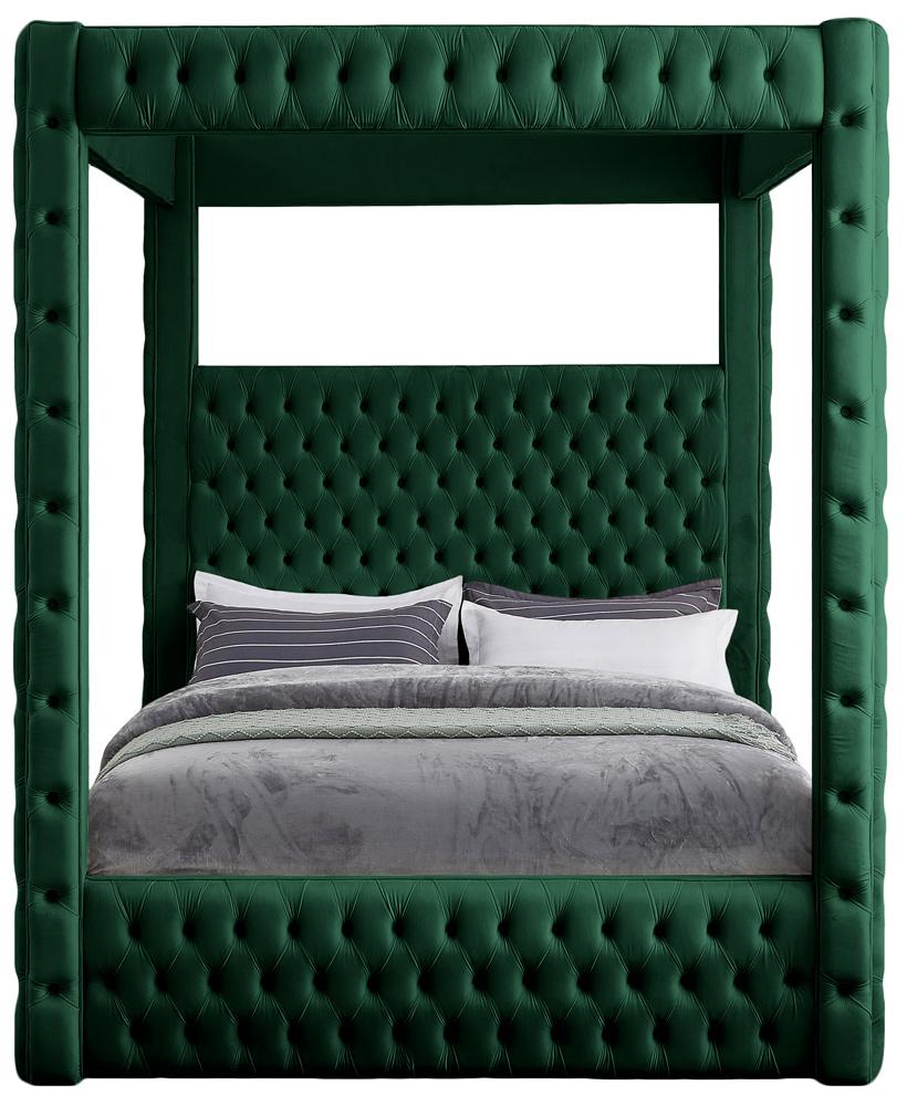 Meridian Furniture - Royal Green Velvet Queen Bed - RoyalGreen-Q veiw 3