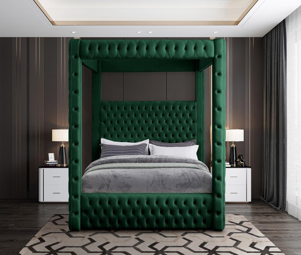Meridian Furniture - Royal Green Velvet Queen Bed - RoyalGreen-Q veiw 4