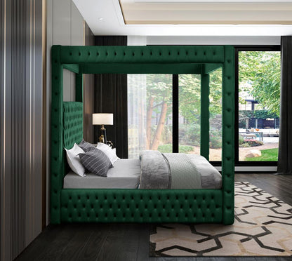 Meridian Furniture - Royal Green Velvet Queen Bed - RoyalGreen-Q veiw 5