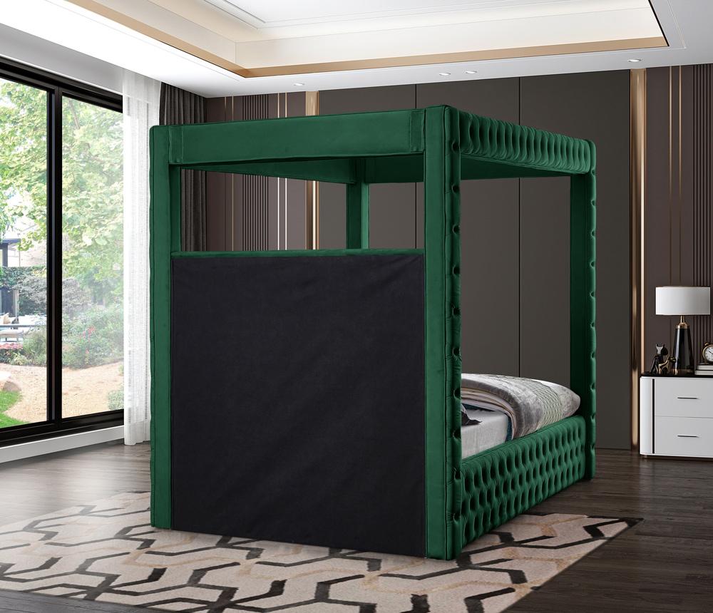 Meridian Furniture - Royal Green Velvet Queen Bed - RoyalGreen-Q veiw 6