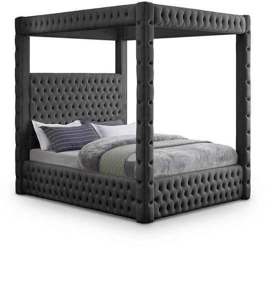 Meridian Furniture - Royal Grey Velvet King Bed - RoyalGrey-K veiw 1