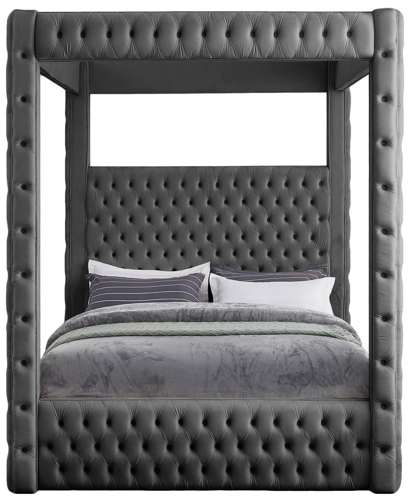 Meridian Furniture - Royal Grey Velvet King Bed - RoyalGrey-K veiw 3