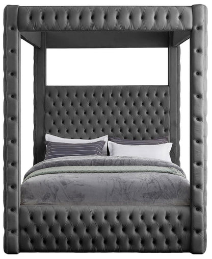 Meridian Furniture - Royal Grey Velvet King Bed - RoyalGrey-K veiw 3