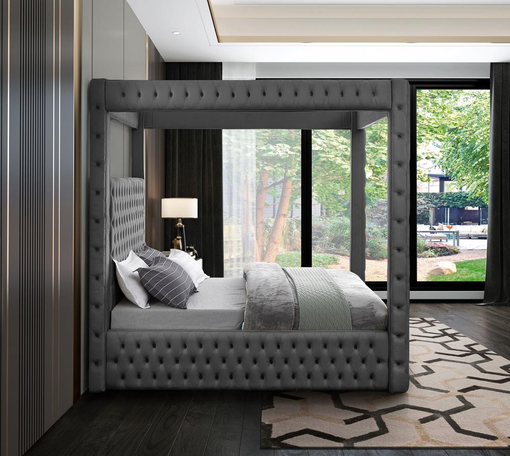 Meridian Furniture - Royal Grey Velvet King Bed - RoyalGrey-K veiw 5
