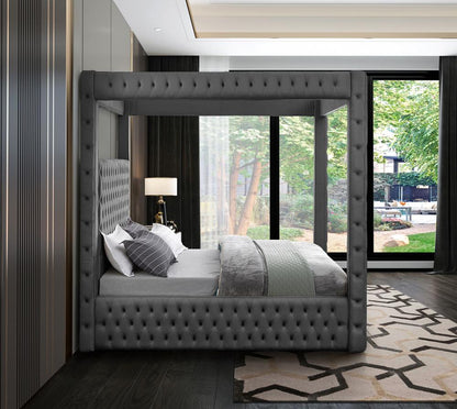 Meridian Furniture - Royal Grey Velvet King Bed - RoyalGrey-K veiw 5