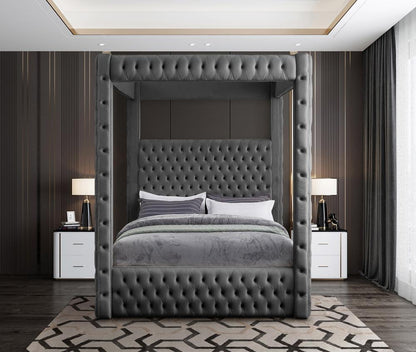 Meridian Furniture - Royal Grey Velvet Queen Bed - RoyalGrey-Q veiw 4